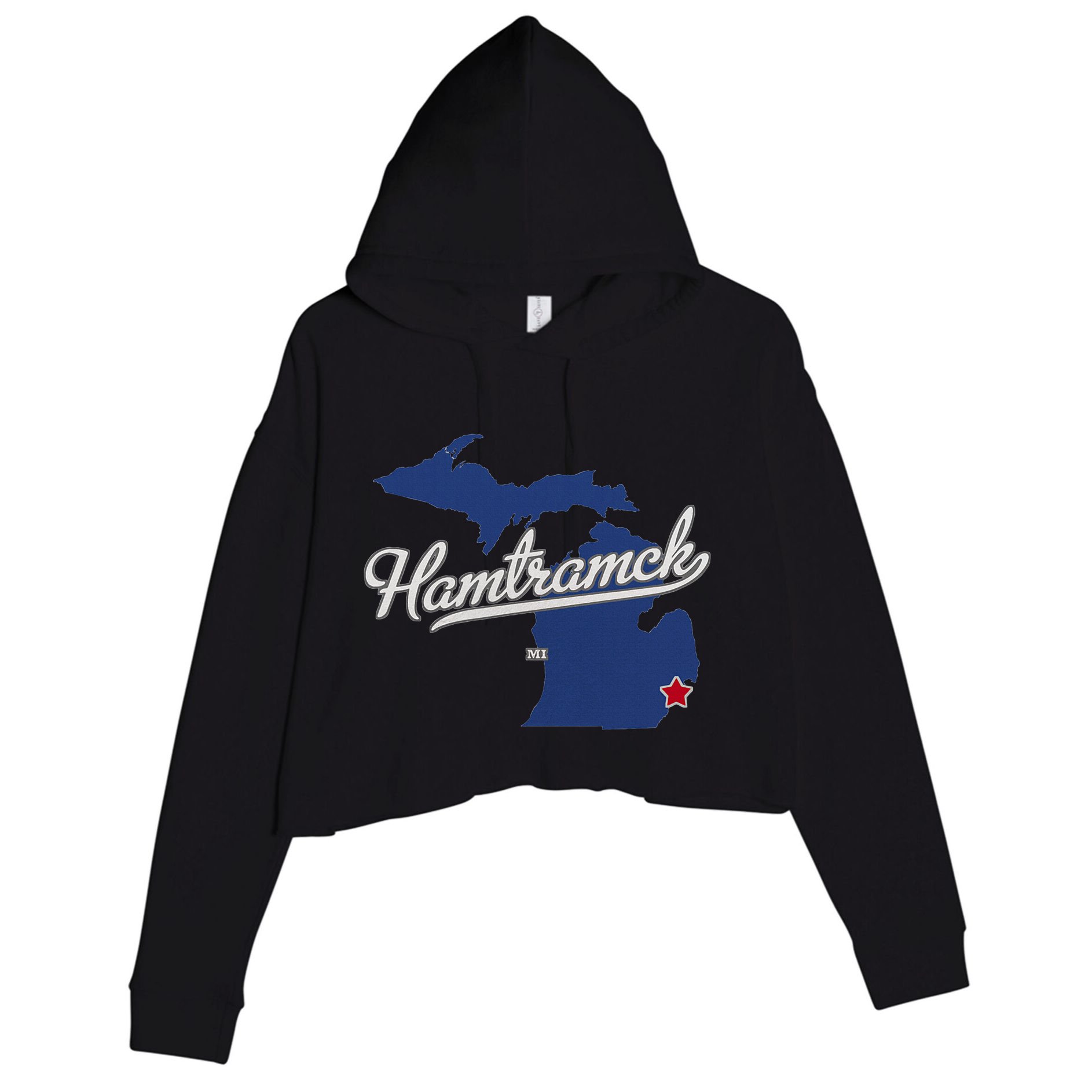 Hamtramck Michigan Mi Map Crop Fleece Hoodie