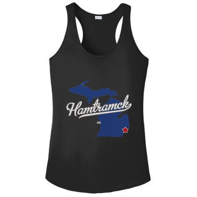 Hamtramck Michigan Mi Map Ladies PosiCharge Competitor Racerback Tank