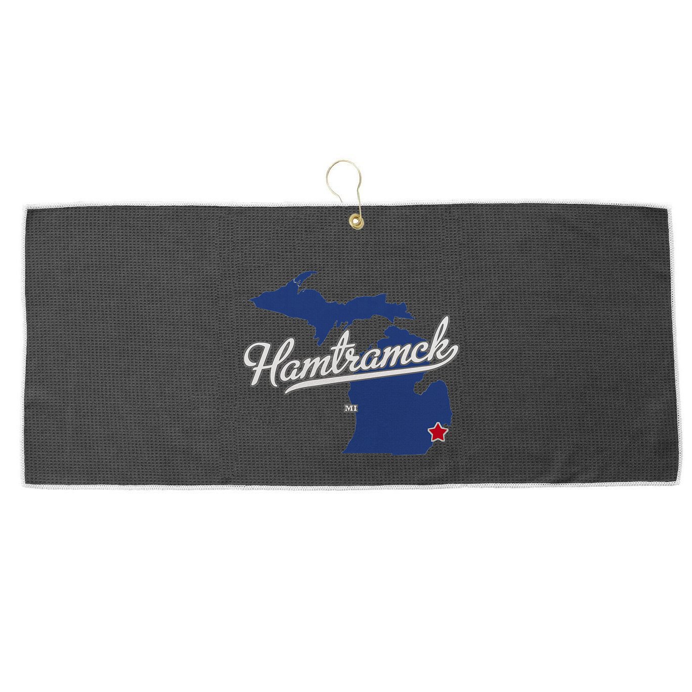 Hamtramck Michigan Mi Map Large Microfiber Waffle Golf Towel