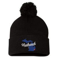 Hamtramck Michigan Mi Map Pom Pom 12in Knit Beanie