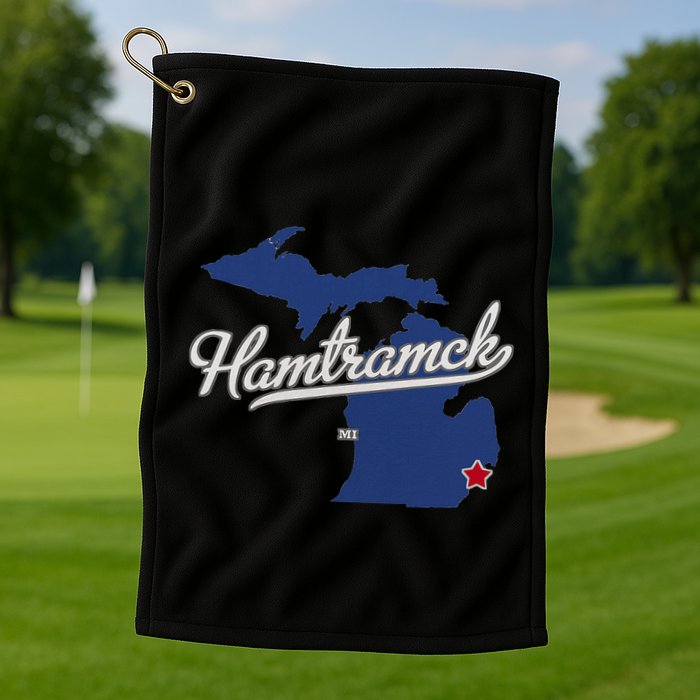 Hamtramck Michigan Mi Map Golf Towel