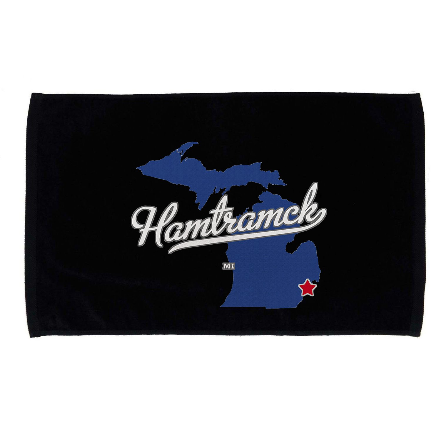 Hamtramck Michigan Mi Map Microfiber Hand Towel