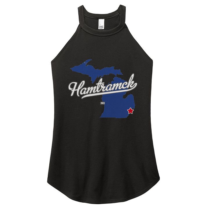 Hamtramck Michigan Mi Map Women's Perfect Tri Rocker Tank