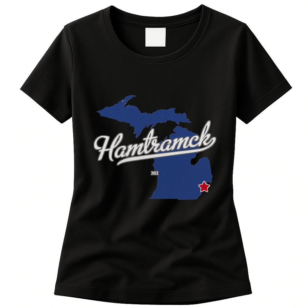 Hamtramck Michigan Mi Map Womens T-Shirt