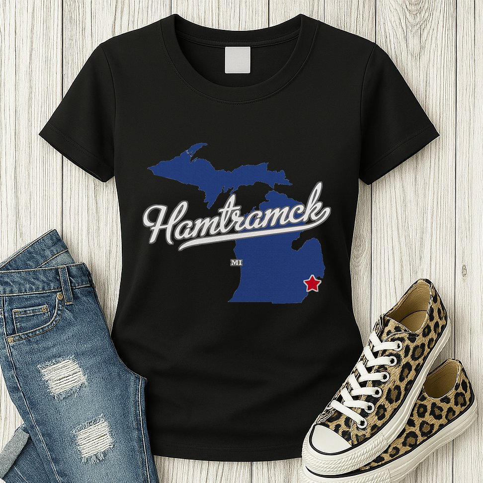 Hamtramck Michigan Mi Map Womens T-Shirt