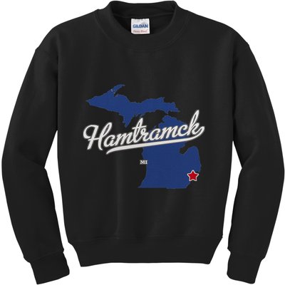 Hamtramck Michigan Mi Map Kids Sweatshirt