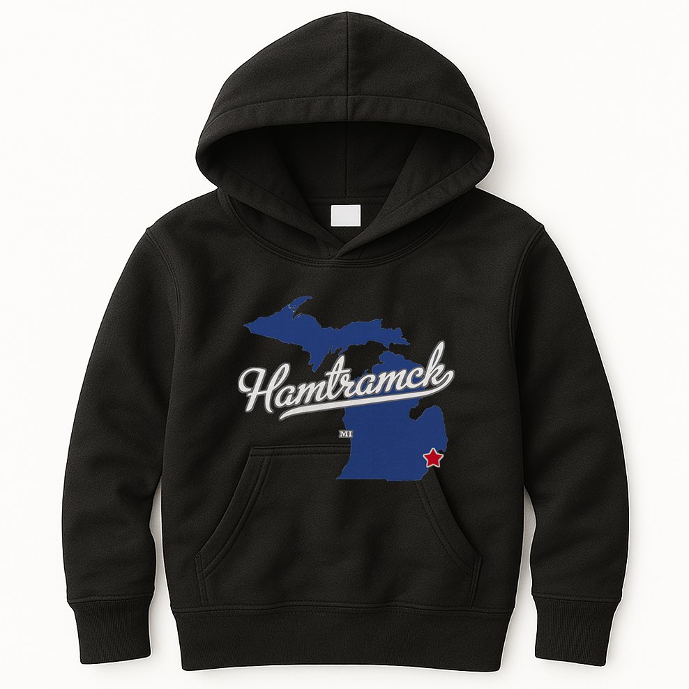 Hamtramck Michigan Mi Map Kids Hoodie