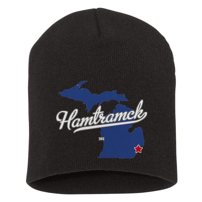 Hamtramck Michigan Mi Map Short Acrylic Beanie