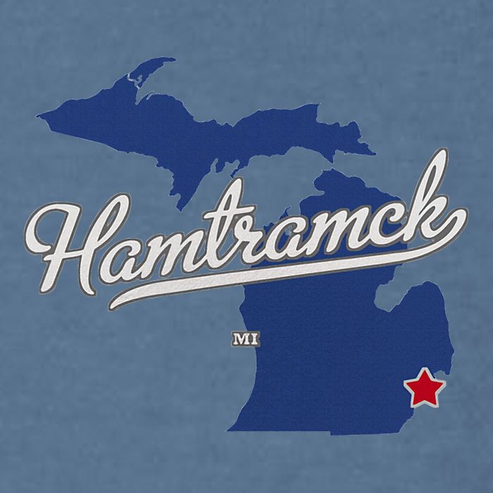 Hamtramck Michigan Mi Map Garment-Dyed Sweatshirt