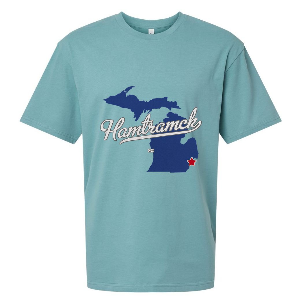 Hamtramck Michigan Mi Map Sueded Cloud Jersey T-Shirt