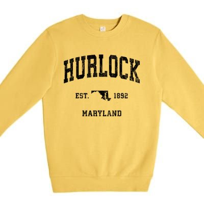 Hurlock Maryland Md Vintage Athletic Sports Premium Crewneck Sweatshirt