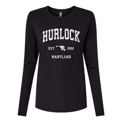 Hurlock Maryland Md Vintage Athletic Sports Womens Cotton Relaxed Long Sleeve T-Shirt