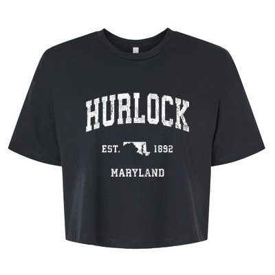 Hurlock Maryland Md Vintage Athletic Sports Bella+Canvas Jersey Crop Tee