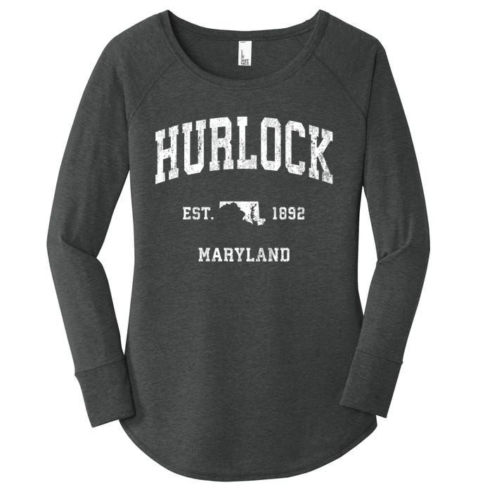 Hurlock Maryland Md Vintage Athletic Sports Women's Perfect Tri Tunic Long Sleeve Shirt