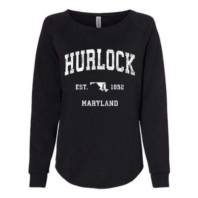 Hurlock Maryland Md Vintage Athletic Sports Womens California Wash Sweatshirt