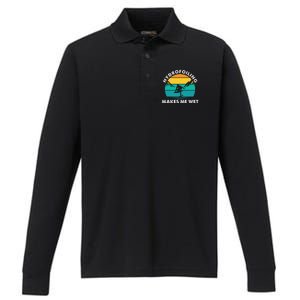 Hydrofoiling Makes Me Wet Funny Hydrofoil Surfing Performance Long Sleeve Polo