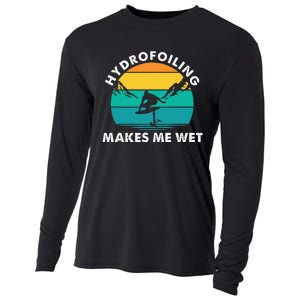 Hydrofoiling Makes Me Wet Funny Hydrofoil Surfing Cooling Performance Long Sleeve Crew