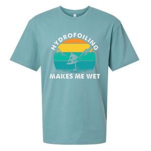 Hydrofoiling Makes Me Wet Funny Hydrofoil Surfing Sueded Cloud Jersey T-Shirt