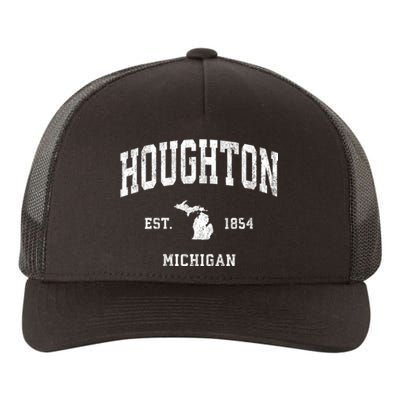 Houghton Michigan Mi Vintage Athletic Yupoong Adult 5-Panel Trucker Hat