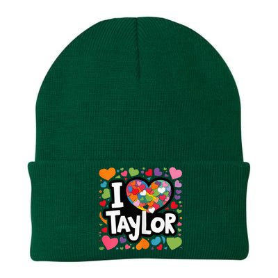 Heart My Name Is Taylor First Name I Love Taylor Knit Cap Winter Beanie