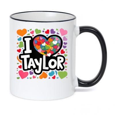 Heart My Name Is Taylor First Name I Love Taylor 11oz Black Color Changing Mug