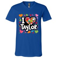 Heart My Name Is Taylor First Name I Love Taylor V-Neck T-Shirt