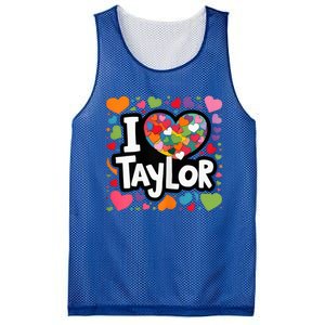 Heart My Name Is Taylor First Name I Love Taylor Mesh Reversible Basketball Jersey Tank