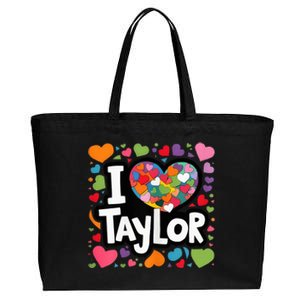 Heart My Name Is Taylor First Name I Love Taylor Cotton Canvas Jumbo Tote