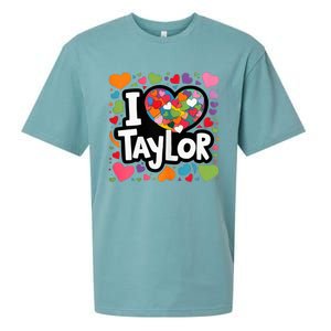 Heart My Name Is Taylor First Name I Love Taylor Sueded Cloud Jersey T-Shirt