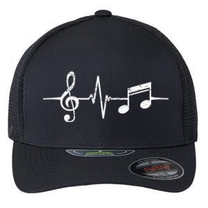 Heartbeat Musical Notes Musician Stuff Funny Music Gift Flexfit Unipanel Trucker Cap