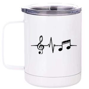 Heartbeat Musical Notes Musician Stuff Funny Music Gift 12 oz Stainless Steel Tumbler Cup