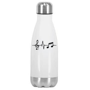 Heartbeat Musical Notes Musician Stuff Funny Music Gift Stainless Steel Insulated Water Bottle