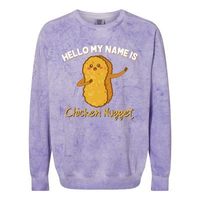 Hello My Name Is Chicken Nugget Costume Kids Chicken Colorblast Crewneck Sweatshirt