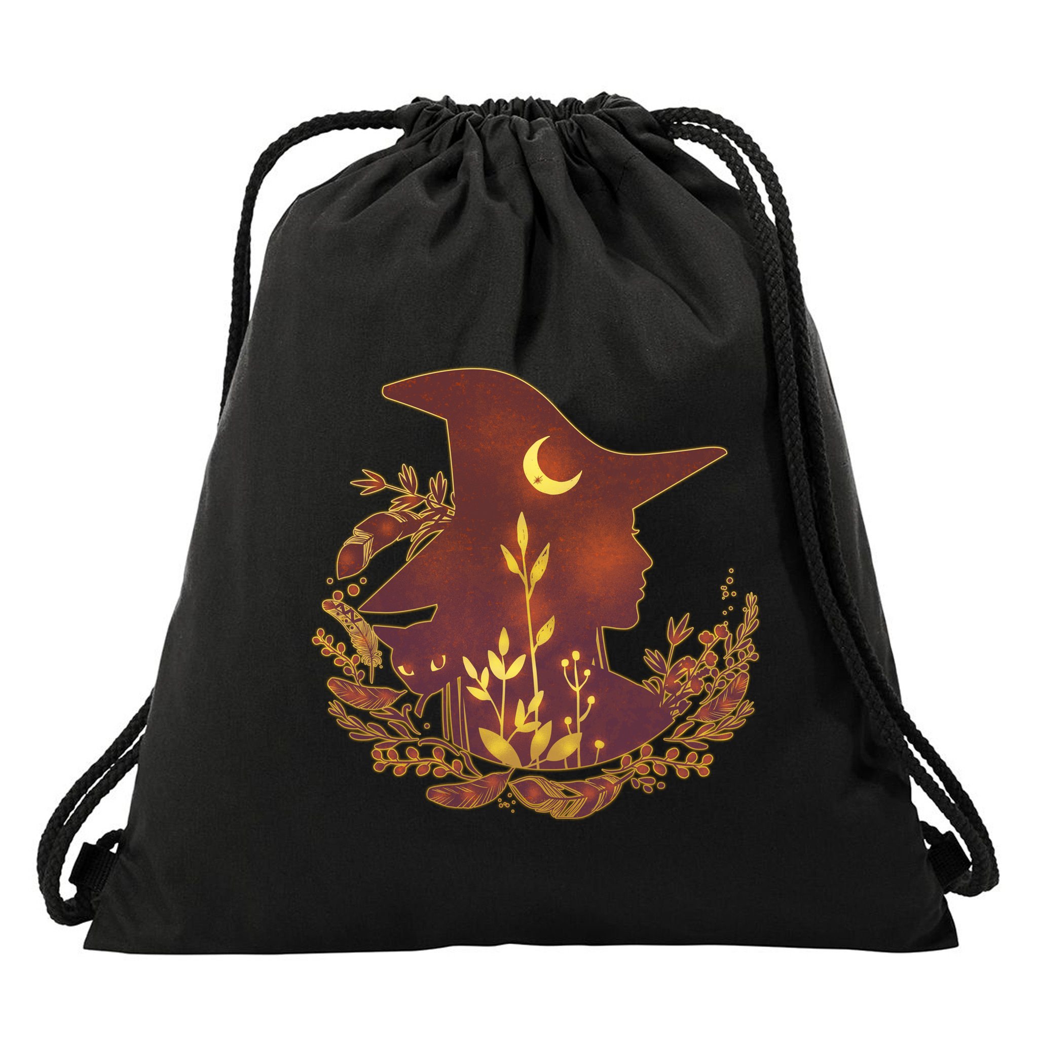 Halloween Mystical Nature Witch Drawstring Bag