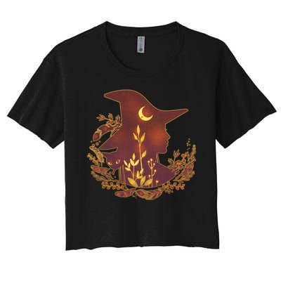 Halloween Mystical Nature Witch Women's Crop Top Tee