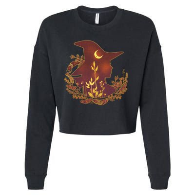 Halloween Mystical Nature Witch Cropped Pullover Crew