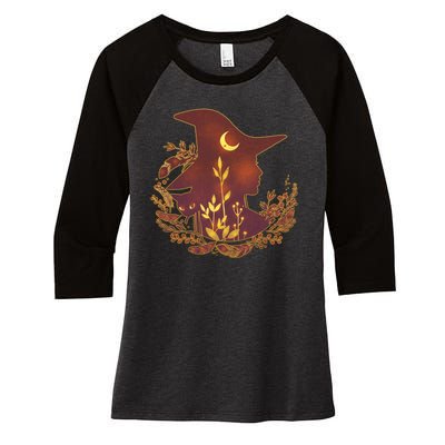 Halloween Mystical Nature Witch Women's Tri-Blend 3/4-Sleeve Raglan Shirt