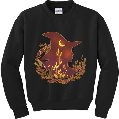 Halloween Mystical Nature Witch Kids Sweatshirt