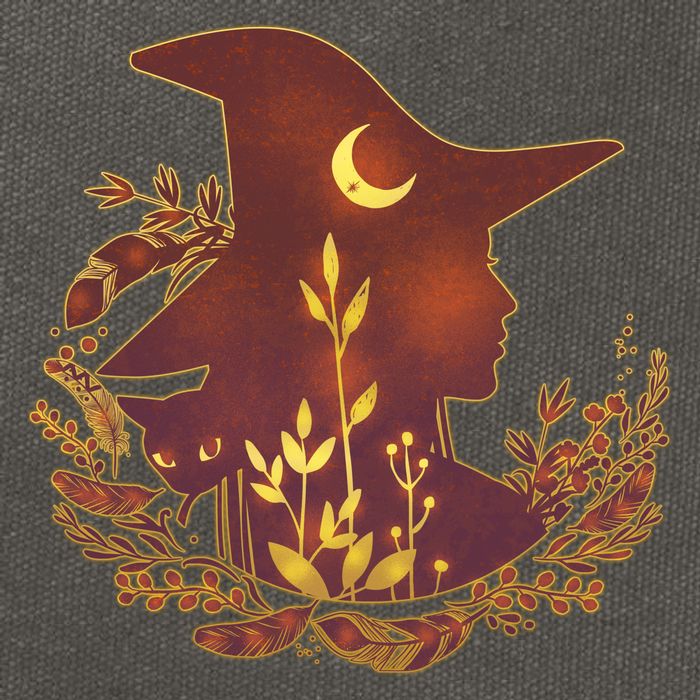 Halloween Mystical Nature Witch Cotton Canvas Backpack