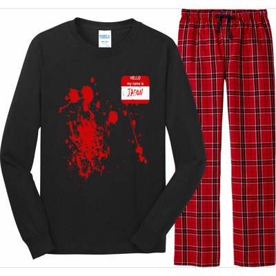 Hello My Name Is Jason Funny Halloween Costume Long Sleeve Pajama Set