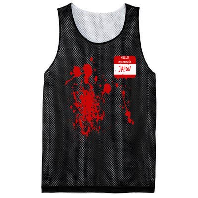 Hello My Name Is Jason Funny Halloween Costume Mesh Reversible Basketball Jersey Tank