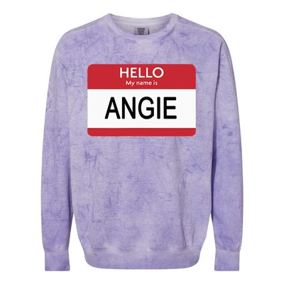 Hello My Name Is Angie Name Tag Colorblast Crewneck Sweatshirt