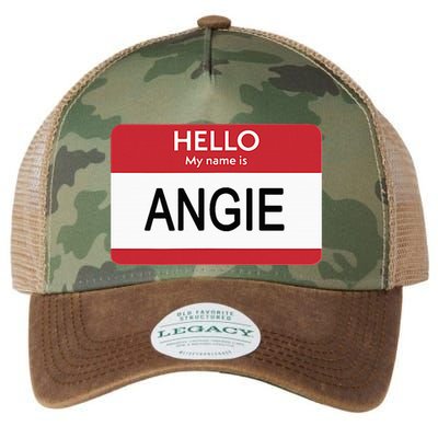 Hello My Name Is Angie Name Tag Legacy Tie Dye Trucker Hat