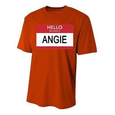 Hello My Name Is Angie Name Tag Performance Sprint T-Shirt