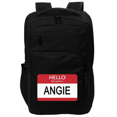 Hello My Name Is Angie Name Tag Impact Tech Backpack