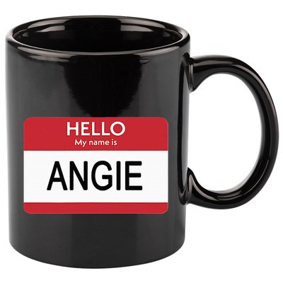 Hello My Name Is Angie Name Tag 11oz C Handle Ceramic Mug