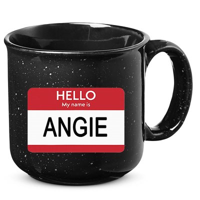 Hello My Name Is Angie Name Tag 15oz Campfire Ceramic Mug
