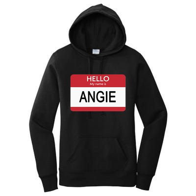 Hello My Name Is Angie Name Tag Women's Pullover Hoodie