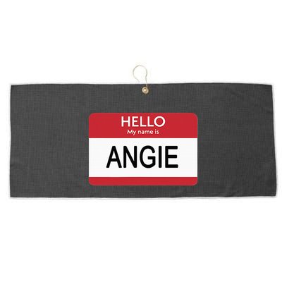 Hello My Name Is Angie Name Tag Large Microfiber Waffle Golf Towel