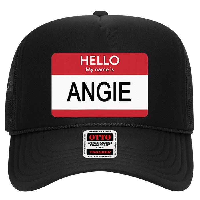 Hello My Name Is Angie Name Tag Trucker Hat
